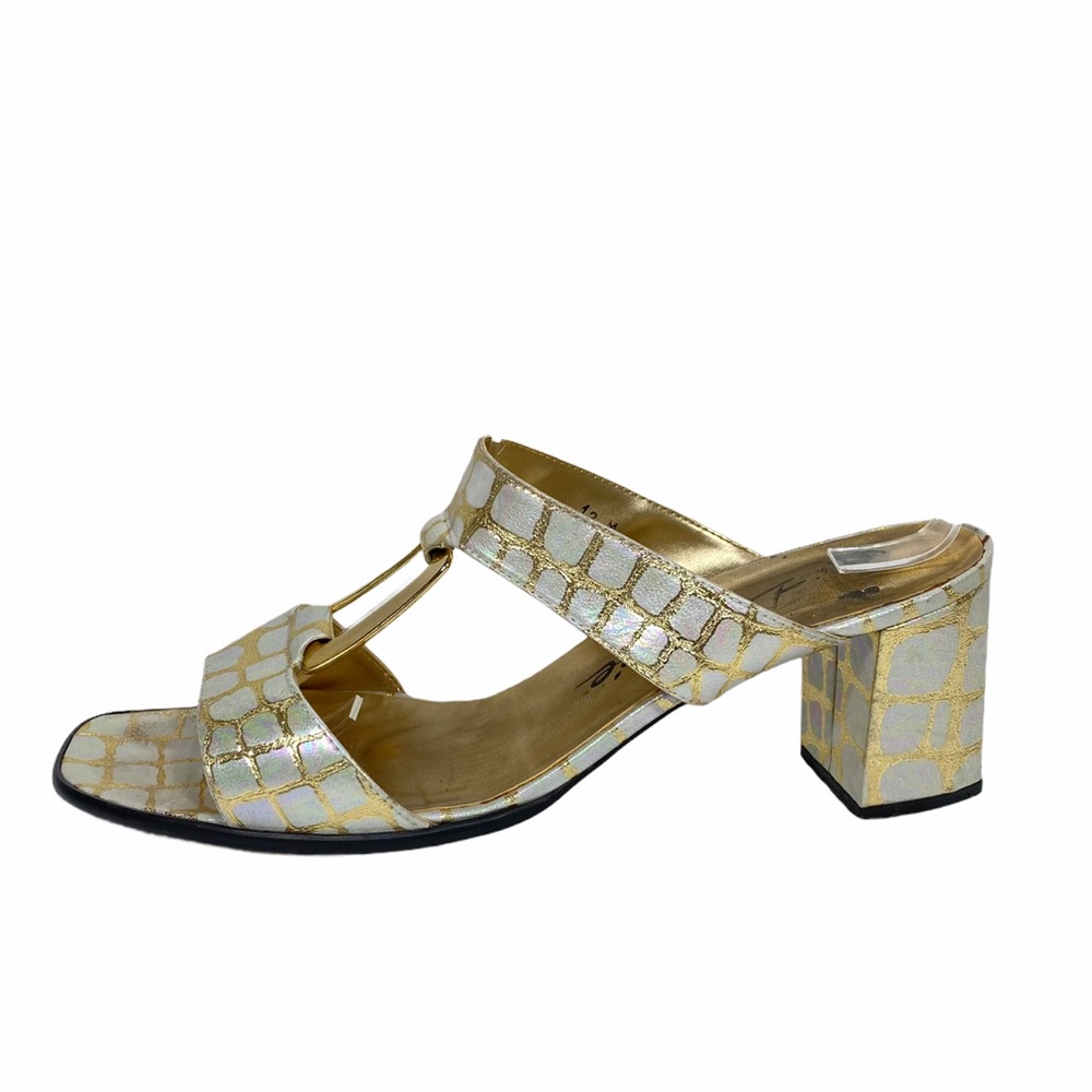 DESIREE | Iridescent & Gold Leather slip on sandal